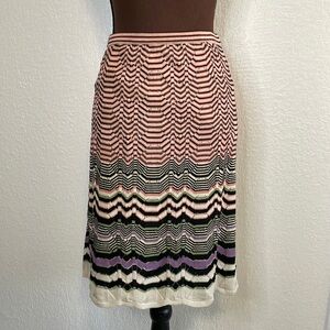 Missoni Italy Multi Colored Striped Merino Wool Fitted Skirt 6